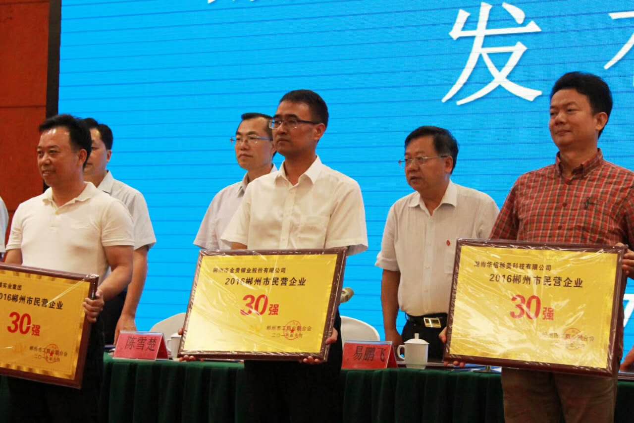 2016郴州市民营企业30强出炉，金贵银业居榜首